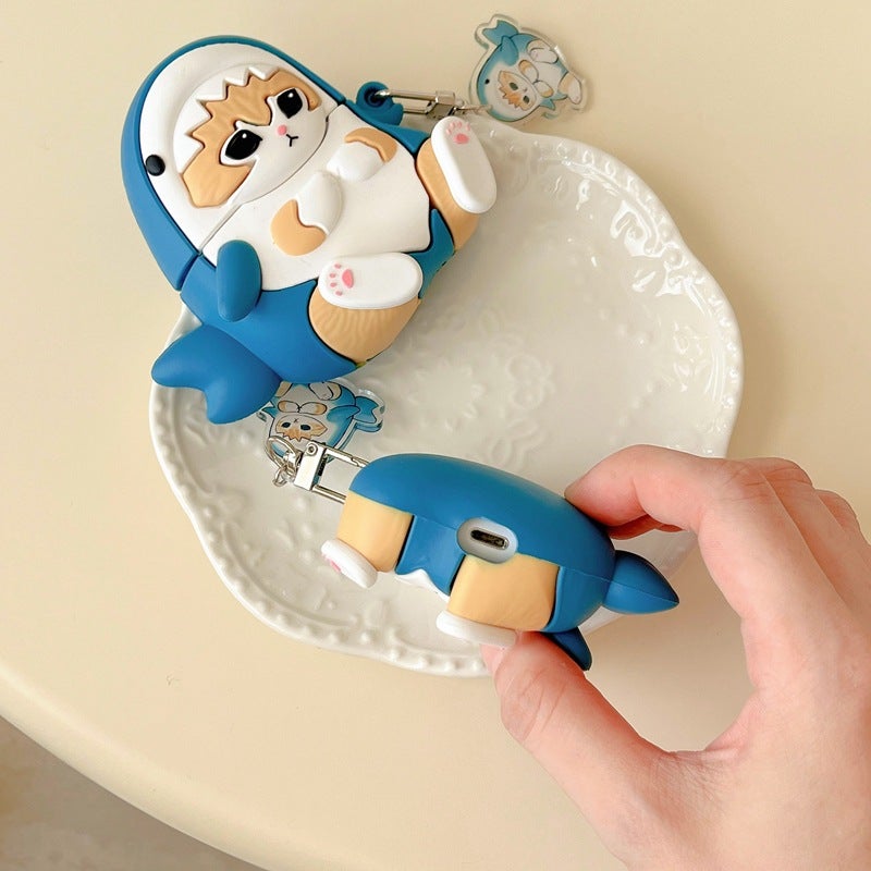 Cute Dress Shark Cat Suitable For Airpodspro2 Apple Wireless Bluetooth Earphone Case 3 Pendant 1 Generation Pro Set - Image 3